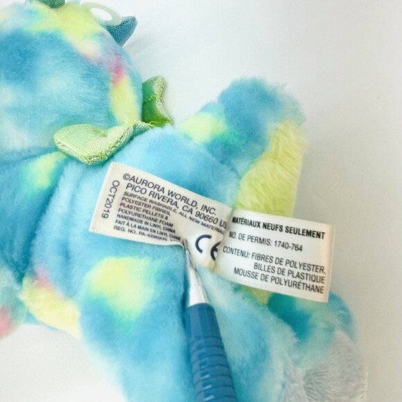 Aurora Rainbow Pegasus Blueberry Ripple Blue Eyes Plush Stuffed Animal Toy 8" - Picture 7 of 9